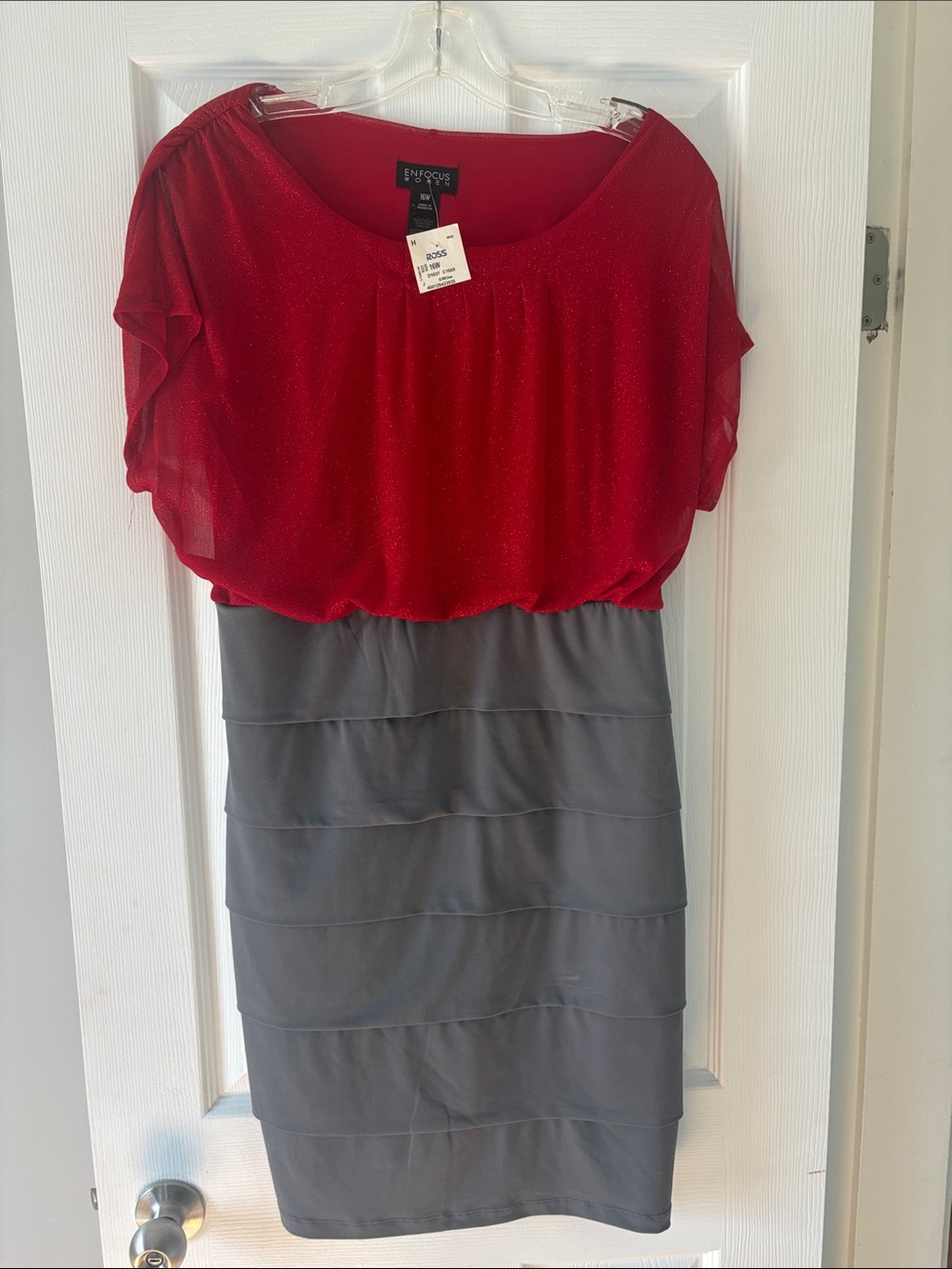 Enfocus Studio Red and Gray Two-Tone Dress